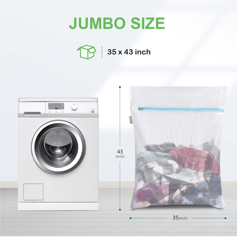OTraki Large Mesh Washing Bag 43 x 35 in XL Laundry Bag Washer Machine Net Protector Large Washer Bag for Travel Camp College Student Dress Bedding Blanket Sheet Robe Cleaning Organizer Blue - Image 2